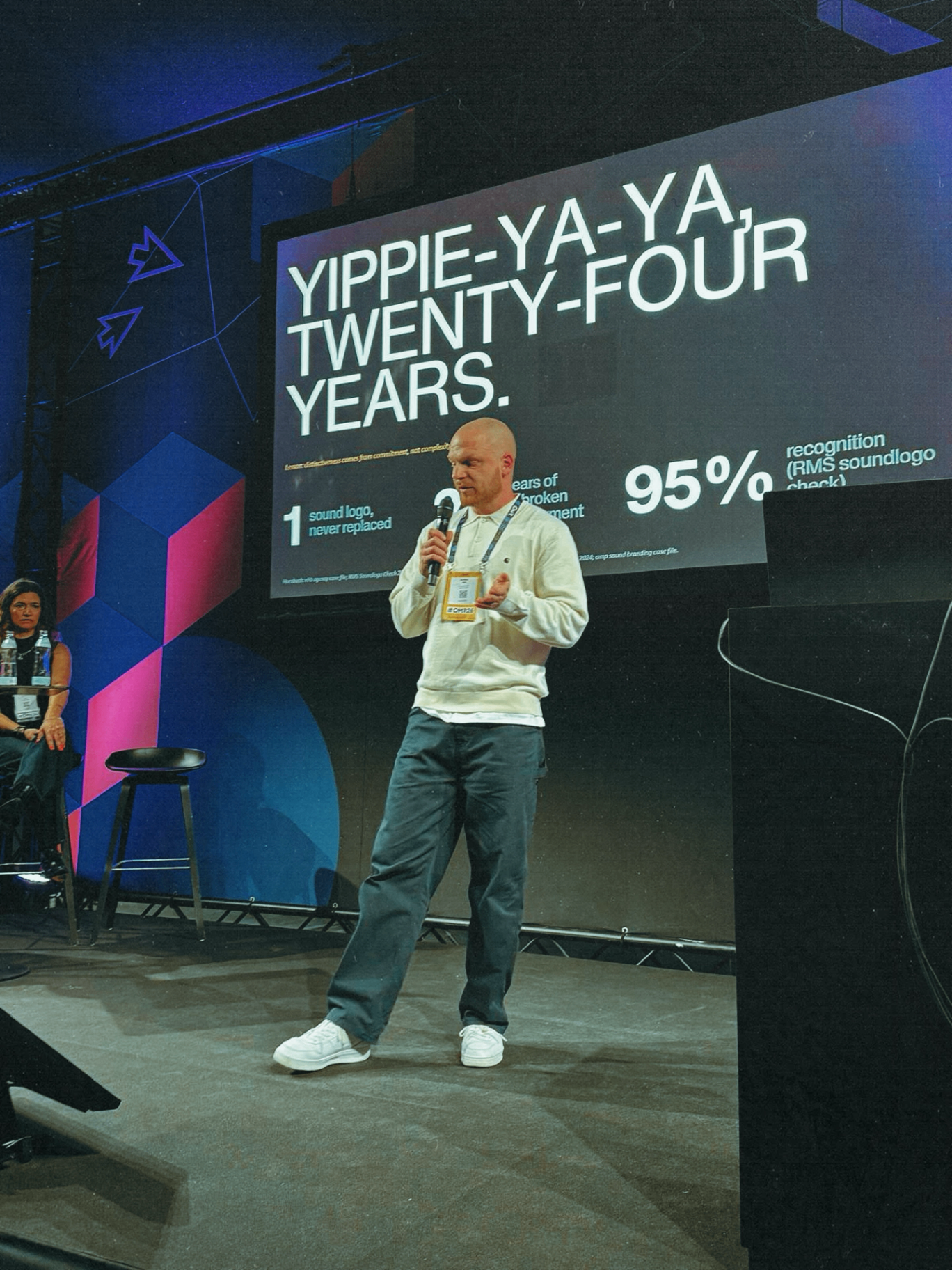 Gordian Gleiß presenting sonic branding strategy at OMR 2026